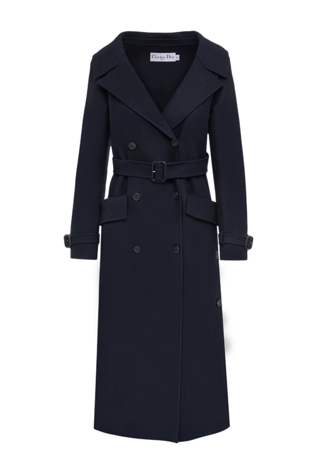Dior women's blue double-breasted coat with a belt 151662 - photo 1