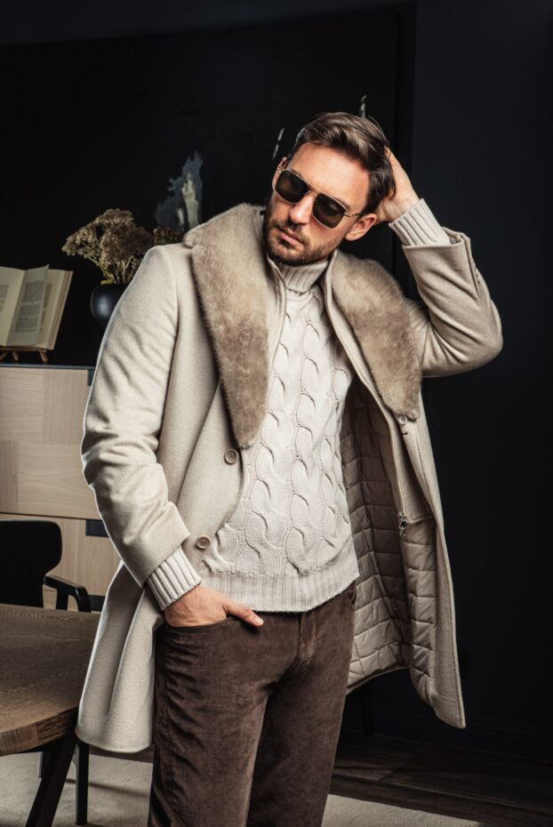 Cesare di Napoli beige cashmere and mink coat for men 151804 - photo 2