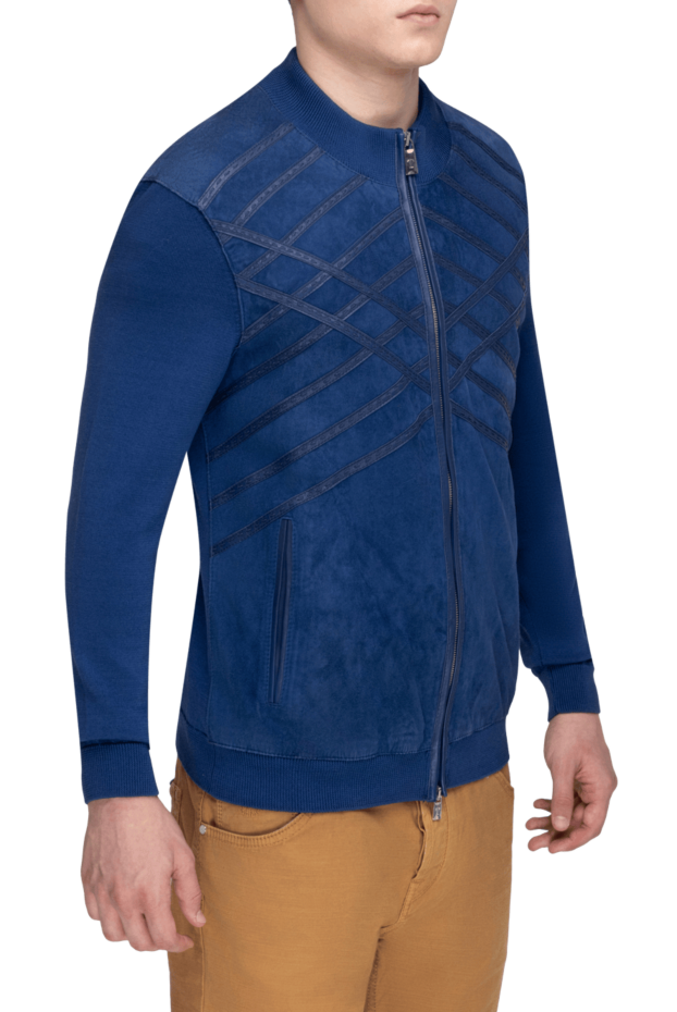 Torras blue suede and wool cardigan for men 151808 - photo 3