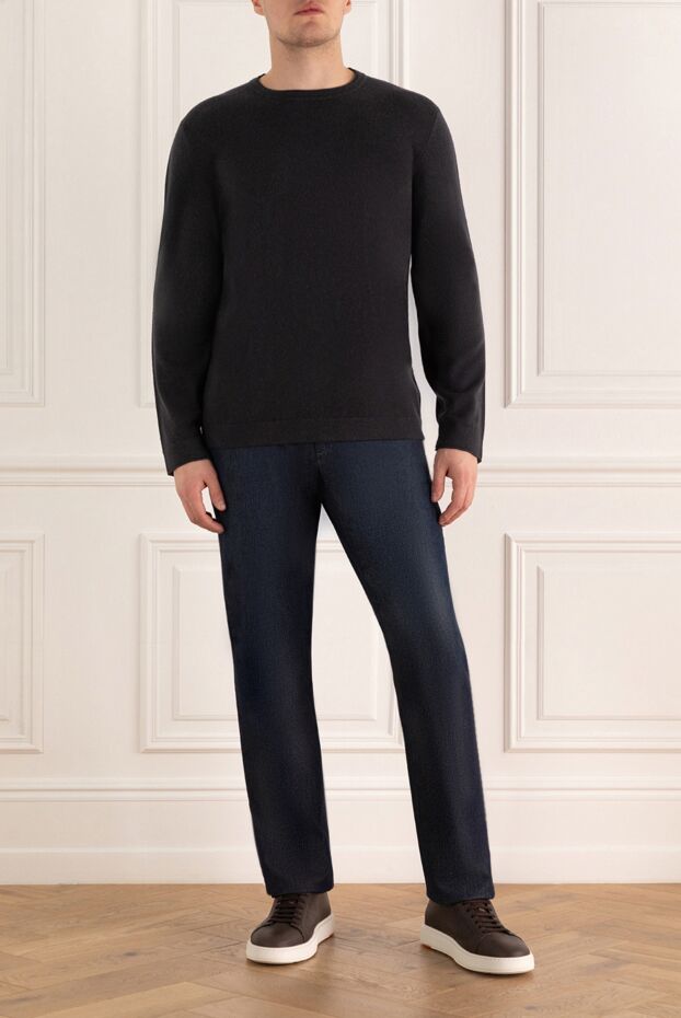 Brunello Cucinelli dark blue cashmere jumper for men 151921 - photo 2