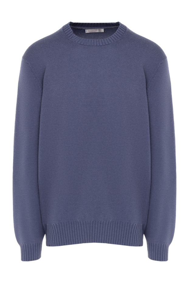 Brunello Cucinelli blue cashmere jumper with crew neck for men 151924 - photo 1