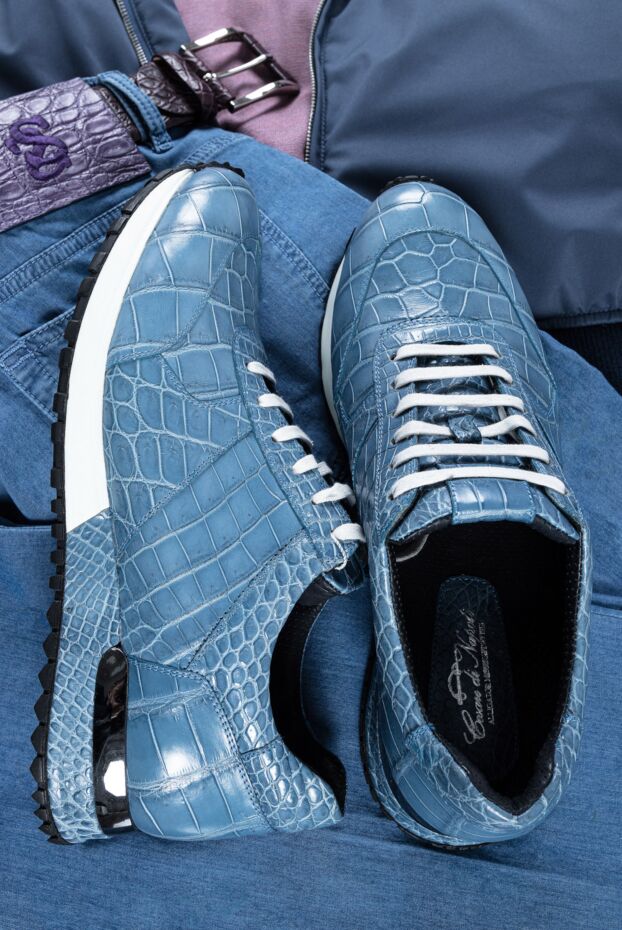 Cesare di Napoli cesare di napoli blue alligator sneakers with contrast white laces

 151973 - photo 2
