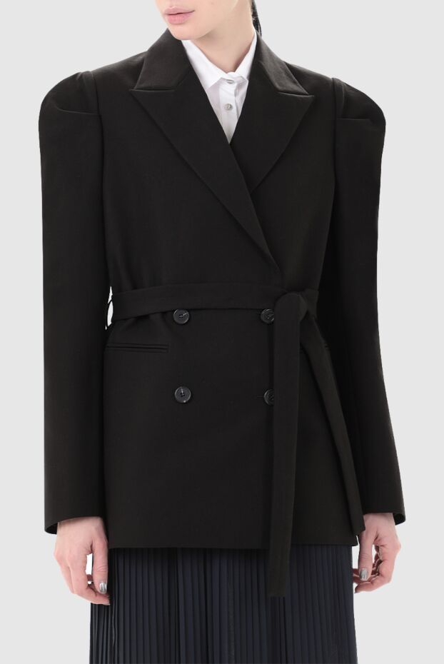 Fleur de Paris women's black double-breasted cotton jacket with belt 152087 - photo 3