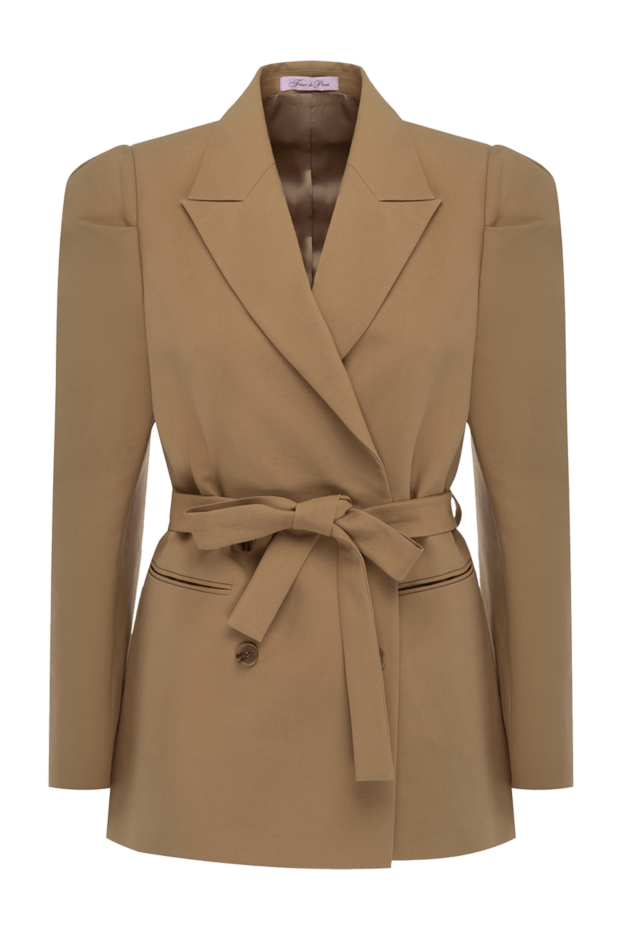 Fleur de Paris women's beige cotton jacket with a belt at the waist 152088 - photo 1