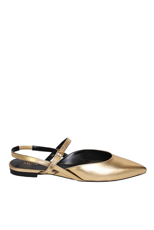 Celine туфли женские золотистые кожаные на ремешках 152398 - фото 1