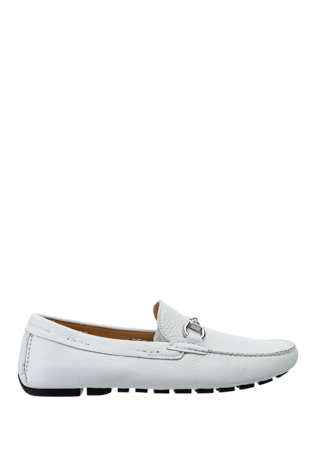 Cesare di Napoli мокасины мужские из кожи белые 152405 - фото 1