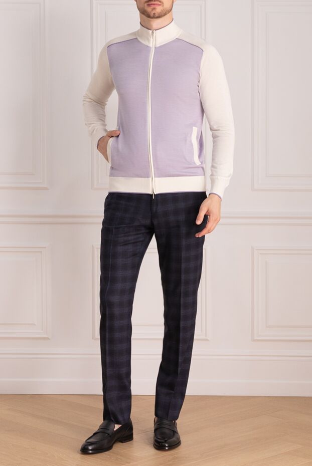 Cesare di Napoli cardigan for men made of white silk 152422 - photo 2