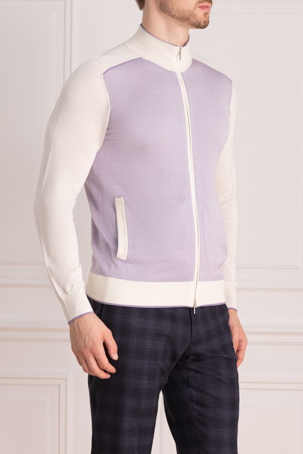 Cesare di Napoli cardigan for men made of white silk 152422 - photo 3
