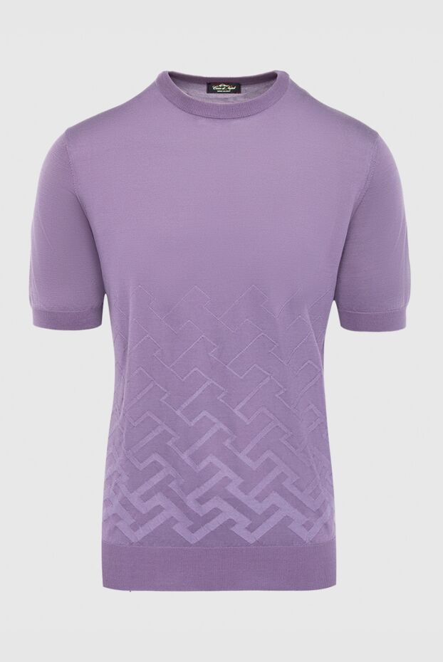 Cesare di Napoli silk jumper with embossed pattern in purple and short sleeves 152427 - photo 1