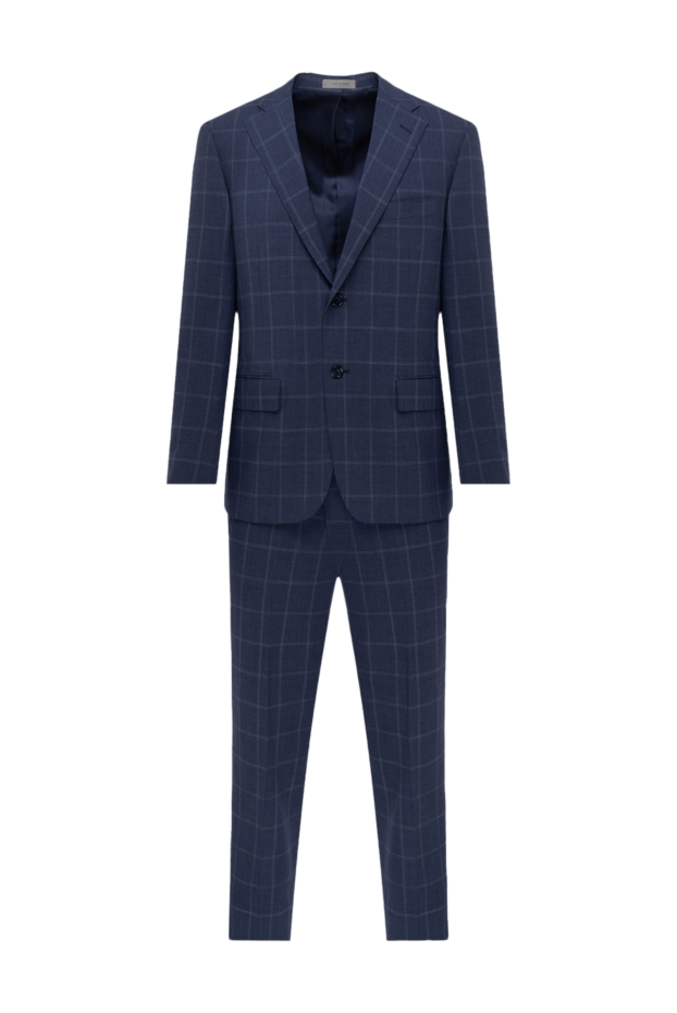 Corneliani костюм шерстяной синий в контрастную клетку мужской 152491 - фото 1