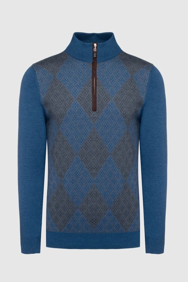 Svevo cashmere and silk troyer with contrast zip and diamonds in blue 152570 - photo 1