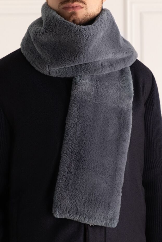 Svevo cashmere scarf brown with contrast soft pile men's 152602 - photo 2