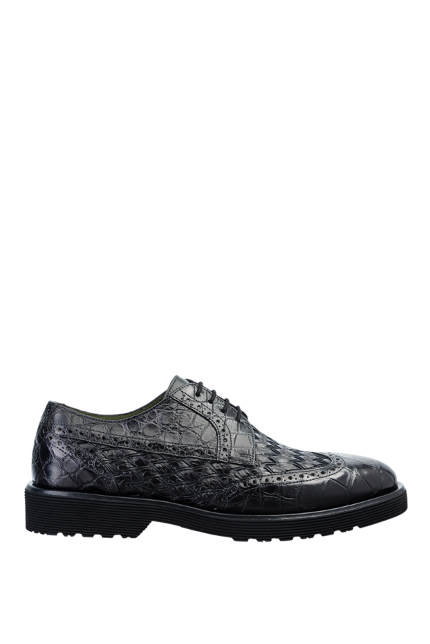 Tardini туфли дерби броги wingtip черные из кожи аллигатора мужские 152656 - фото 1