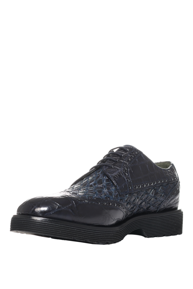 Tardini туфли дерби броги wingtip синие из кожи аллигатора мужские 152657 - фото 3