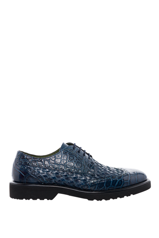 Tardini туфли дерби броги wingtip ярко-синие из кожи аллигатора мужские 152658 - фото 1