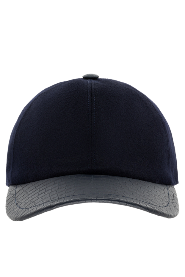 Cesare di Napoli cashmere cap with alligator leather visor blue for men 152737 - photo 1