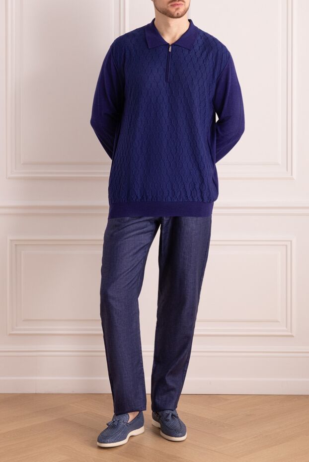 Zilli linen men's trousers dark blue light for summer
 152762 - photo 2
