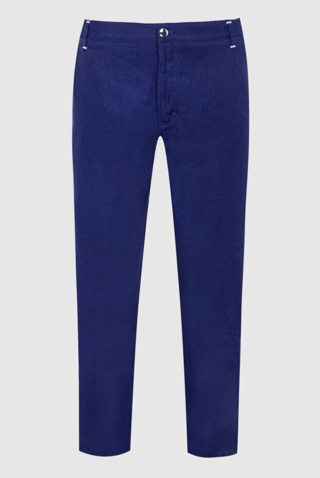 Zilli bright blue linen men's trousers with designer pocket trim 152771 - photo 1