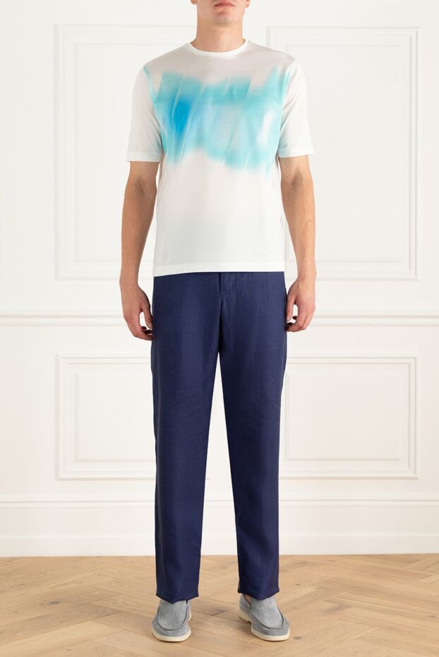 Zilli bright blue linen men's trousers with designer pocket trim 152771 - photo 2