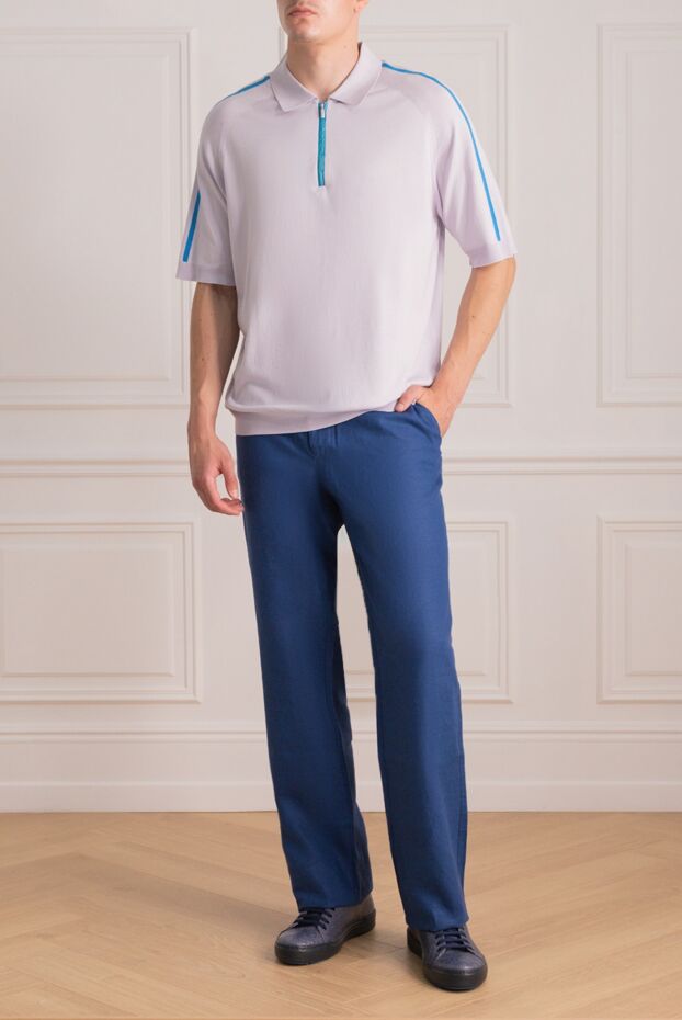 Zilli men's blue linen trousers with back slit pockets
 152775 - photo 2