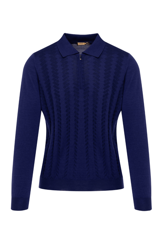 Zilli men's long sleeve blue polo shirt with textured pattern 152946 - photo 1