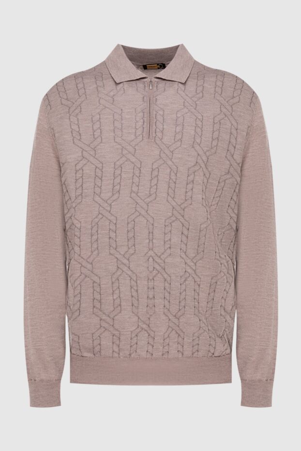 Zilli men's long sleeve beige polo shirt with cable-knit pattern 153018 - photo 1