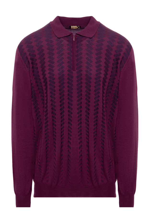 Zilli men's long sleeve burgundy polo shirt with contrasting pattern 153022 - photo 1