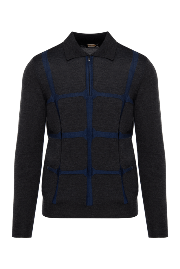 Zilli men's long sleeve dark grey polo shirt with contrasting pattern 153030 - photo 1