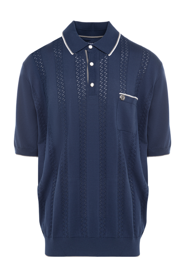 Stefano Ricci ашық текстурасы және қарама-қарсы жағасы бар қою көк түсті поло жейде. 153168 - фото 1