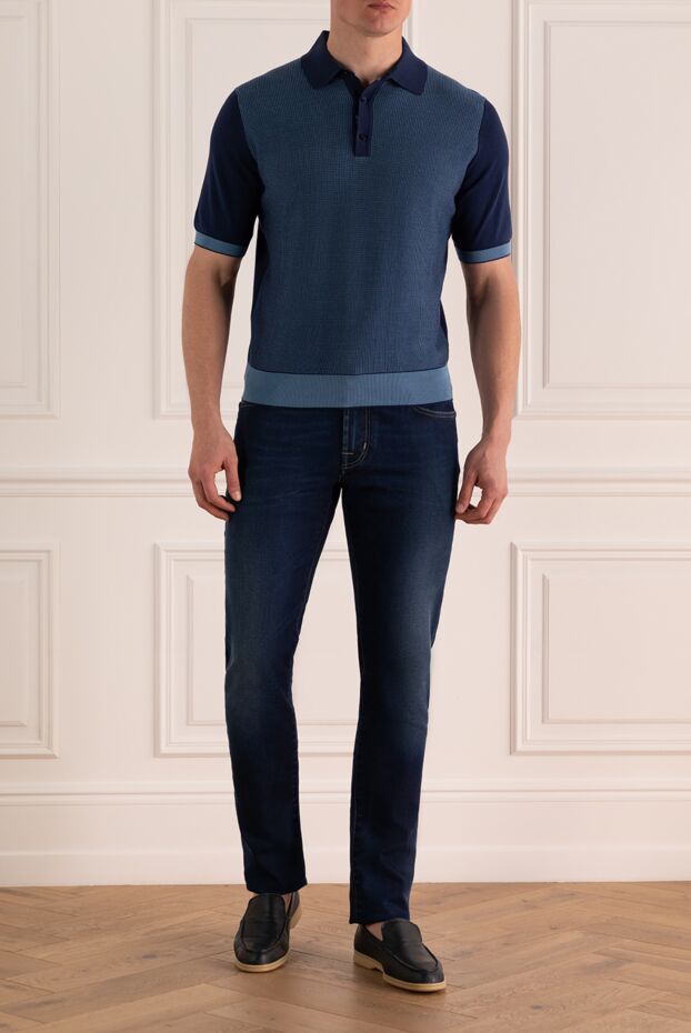 Stefano Ricci blue wool and silk polo for men 153181 - photo 2