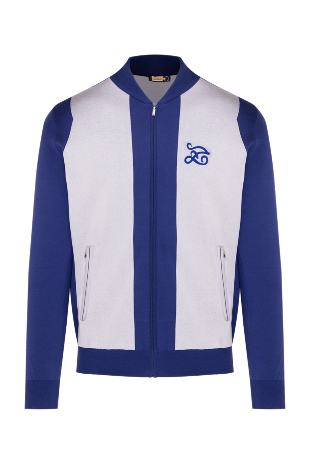 Zilli men’s blue cardigan with contrast inserts and embroidered logo 153481 - photo 1