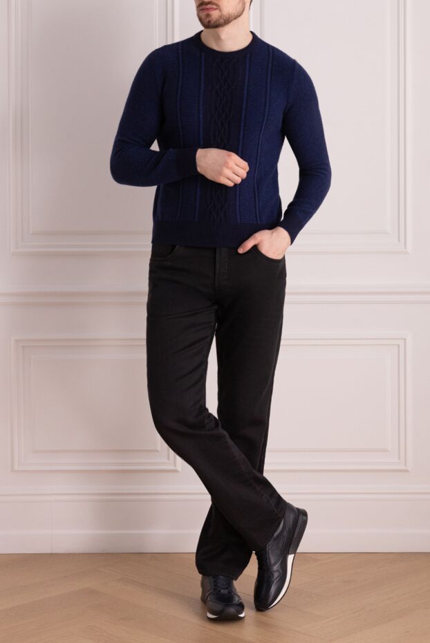 Zilli blue cashmere jumper with textured knitted pattern for men 153496 - photo 2