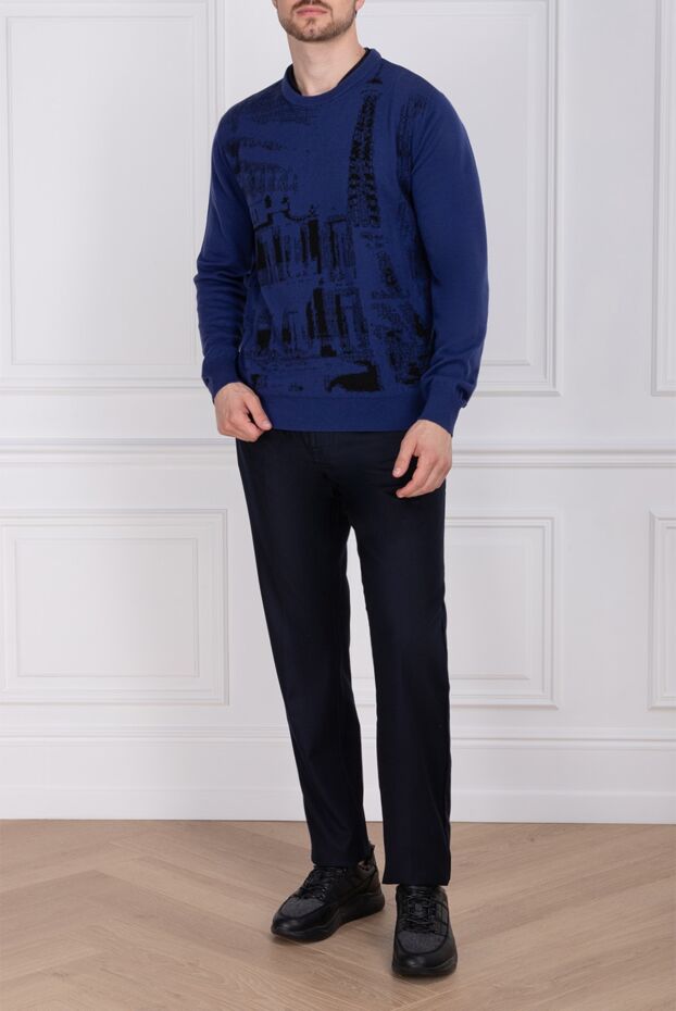 Zilli blue cashmere jumper with contrast print for men 153497 - photo 2
