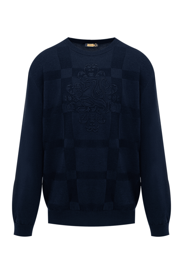 Zilli blue jumper with checkered pattern and brand emblem for men 153501 - photo 1