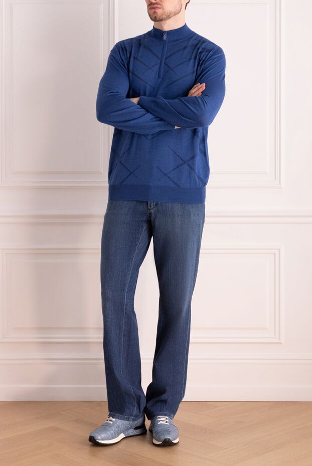 Zilli blue troyer with textured pattern for men 153510 - photo 2