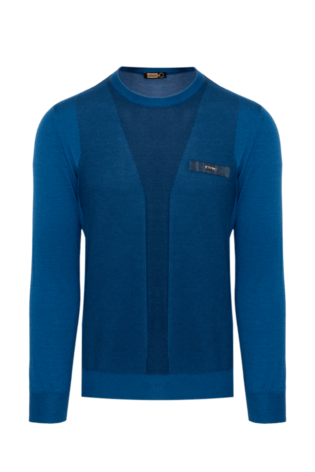 Zilli blue jumper with leather brand emblem patch for men 153511 - photo 1