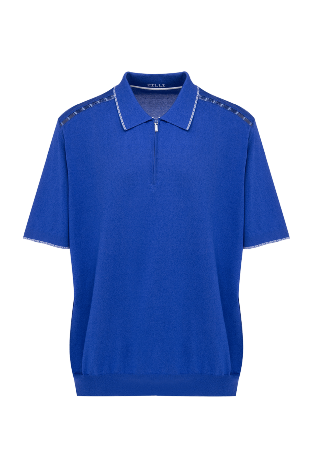 Zilli blue polo shirt with decorative shoulder inserts for men 153528 - photo 1