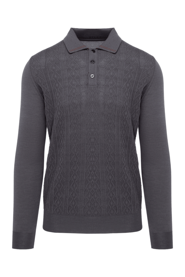 Zilli men's long sleeve grey polo shirt with textured pattern 153539 - photo 1