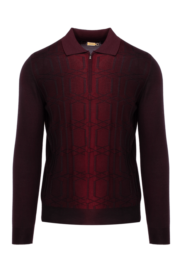 Zilli men's long sleeve gradient burgundy polo shirt with pattern 153541 - photo 1