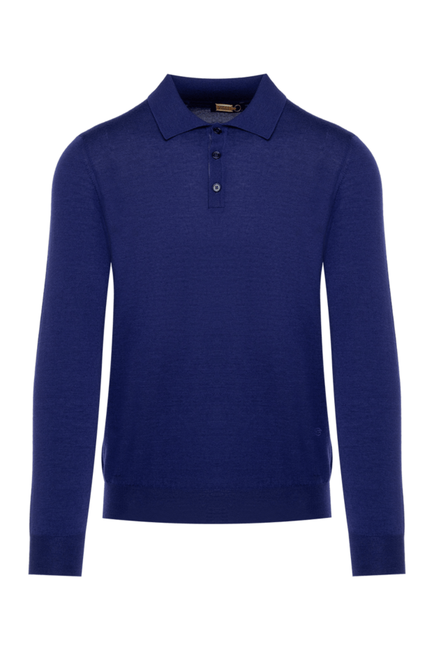 Zilli men's long sleeve dark blue polo shirt with buttons made of silk and cashmere 153591 - photo 1