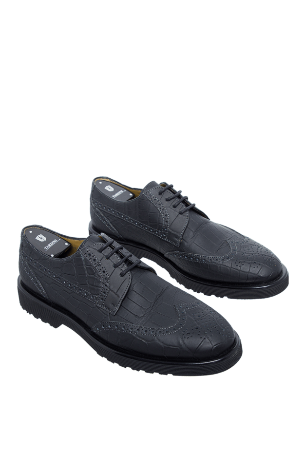 Tardini туфли дерби броги wingtip черные матовые из кожи аллигатора мужские 153612 - фото 3