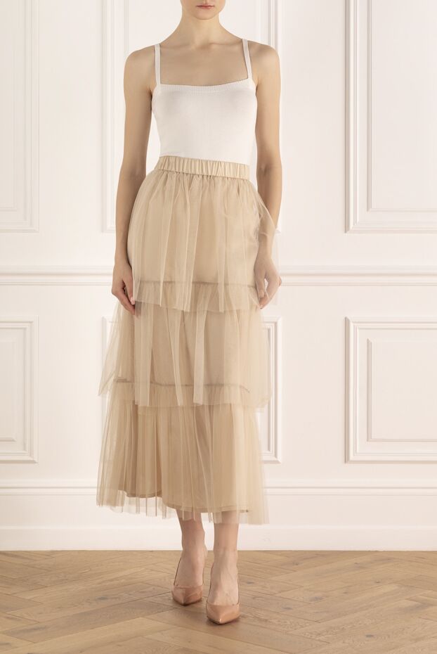 Lush beige tulle skirt with cascading tiers
 - photo 2