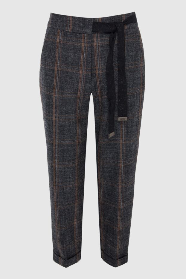 Peserico women's gray trousers with checkered pattern and bow 153630 - photo 1