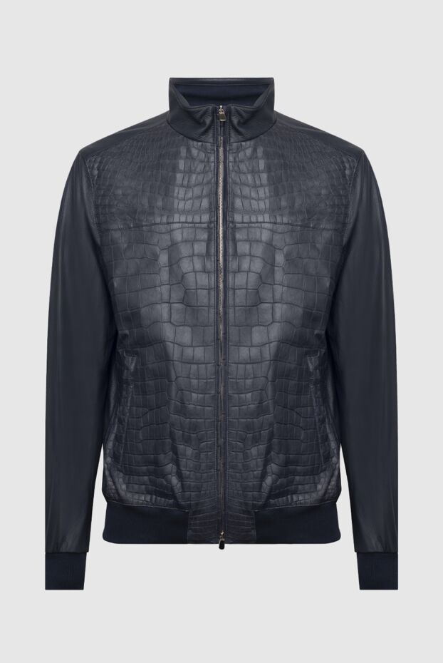 Enrico Mandelli luxury crocodile leather jacket men dark blue 153750 - photo 1