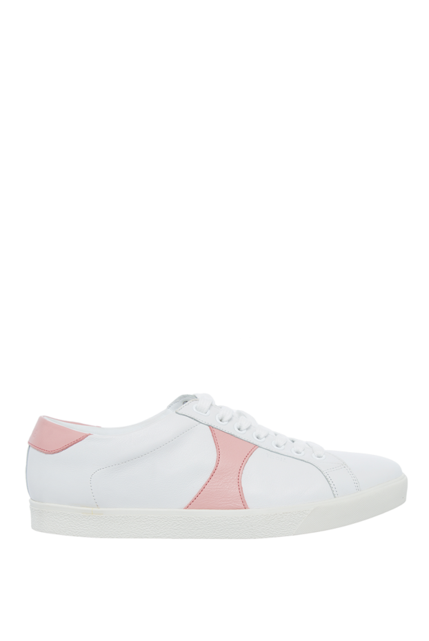 Celine women's leather sneakers with pink inserts in white 153751 - photo 1