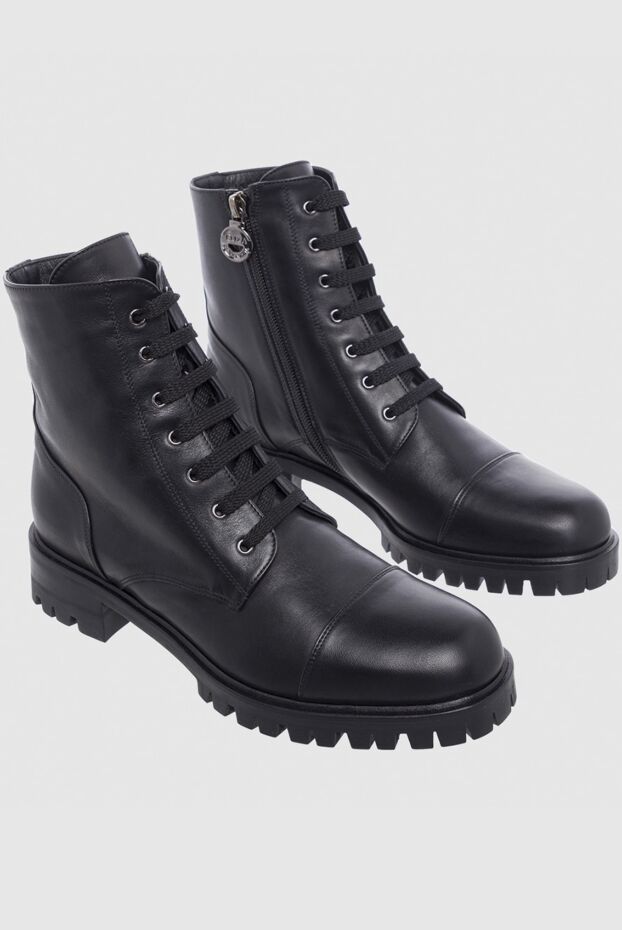 Fleur de Paris women's black leather boots with laces and a textured sole 153966 - photo 3