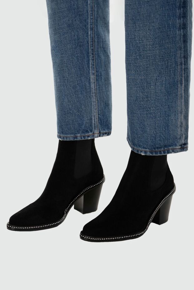 Fleur de Paris women's black suede boots with crystals 153967 - photo 3