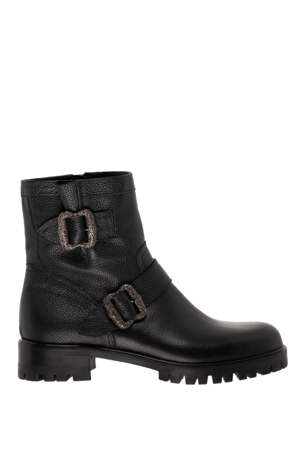 Fleur de Paris women's black leather boots with decorative buckles 153968 - photo 1