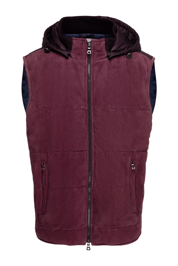 Casheart burgundy suede and polyamide vest. men's 154027 - photo 1