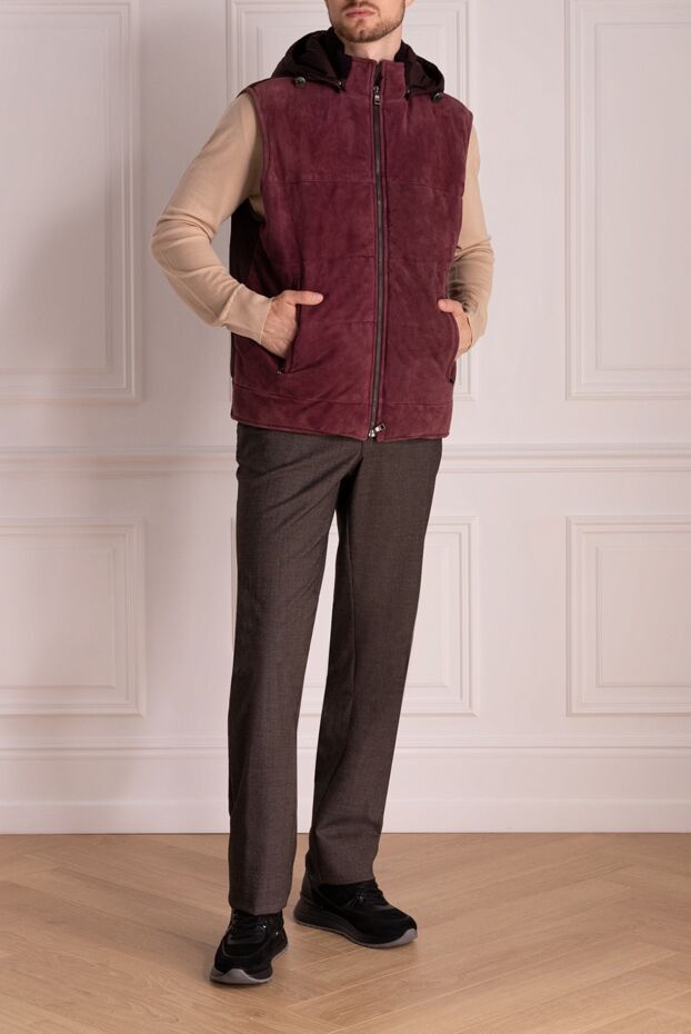 Casheart burgundy suede and polyamide vest. men's 154027 - photo 3